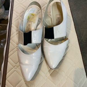Vintage White /Black Slingback Sandals 9.5  Made in Italy